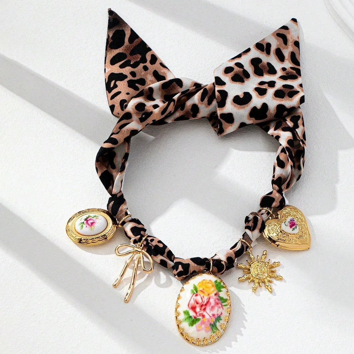 Leopard Print Bow Necklace