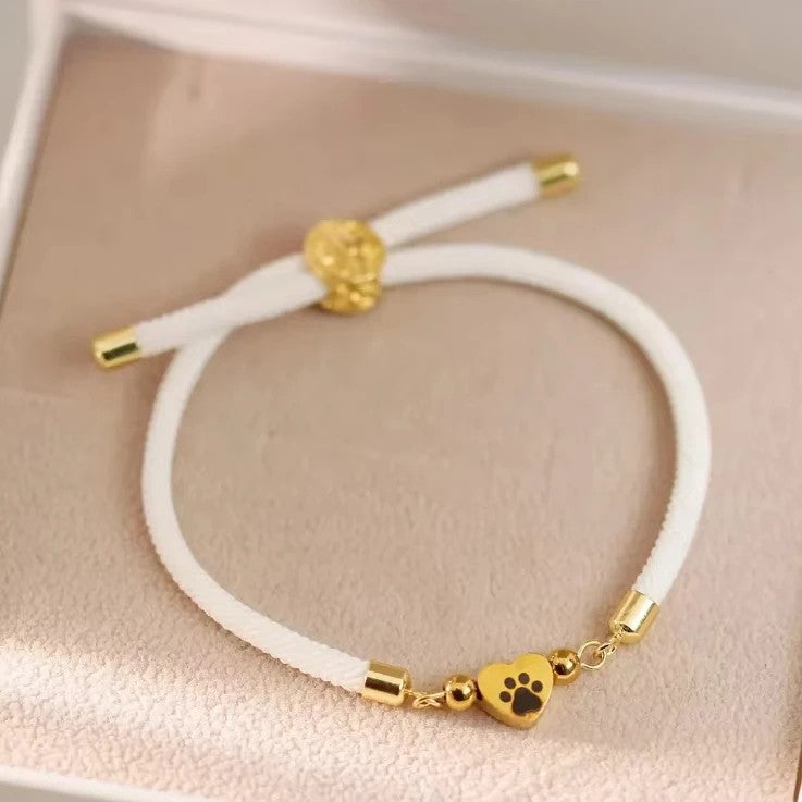 Paw Print Heart Charm Bracelet