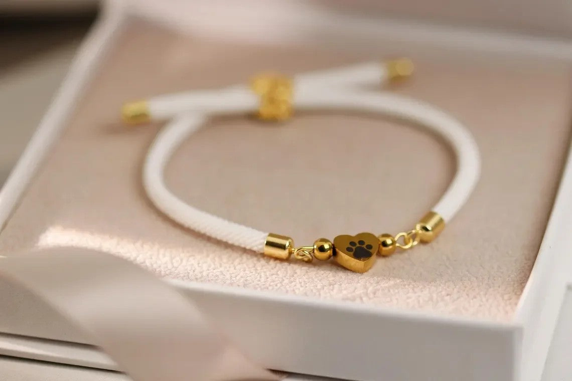Paw Print Heart Charm Bracelet
