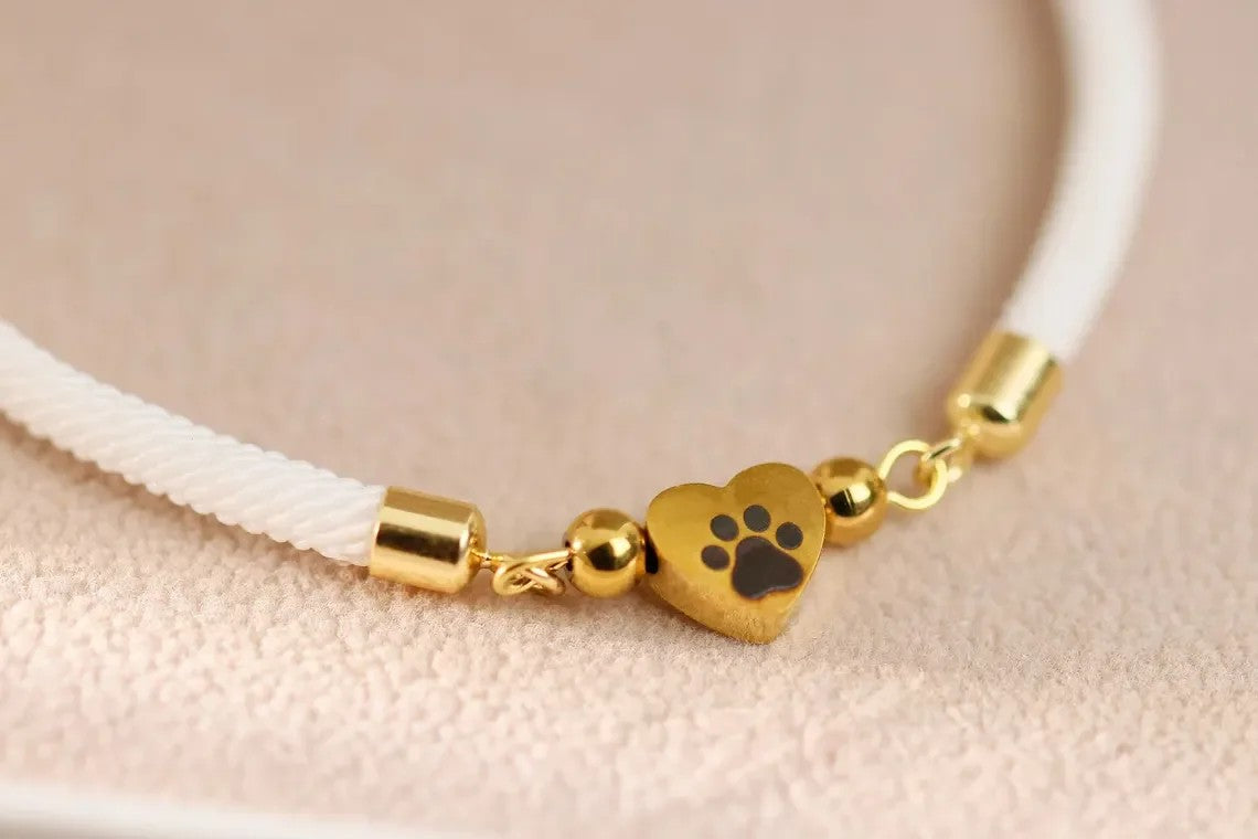 Paw Print Heart Charm Bracelet