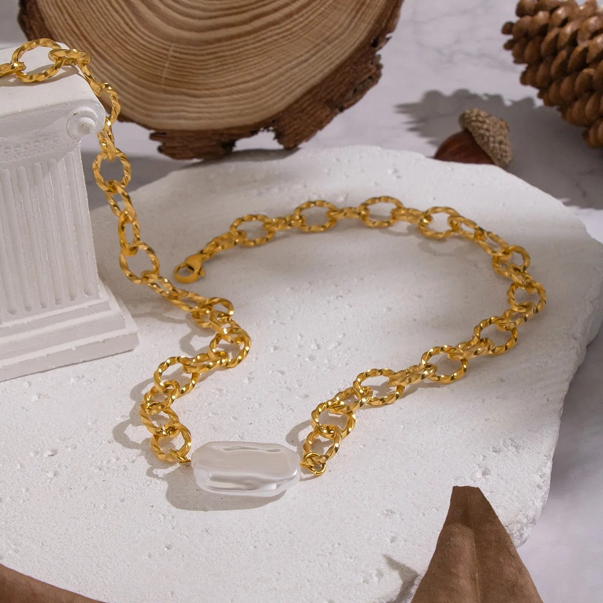 Baroque Pearl Link Necklace