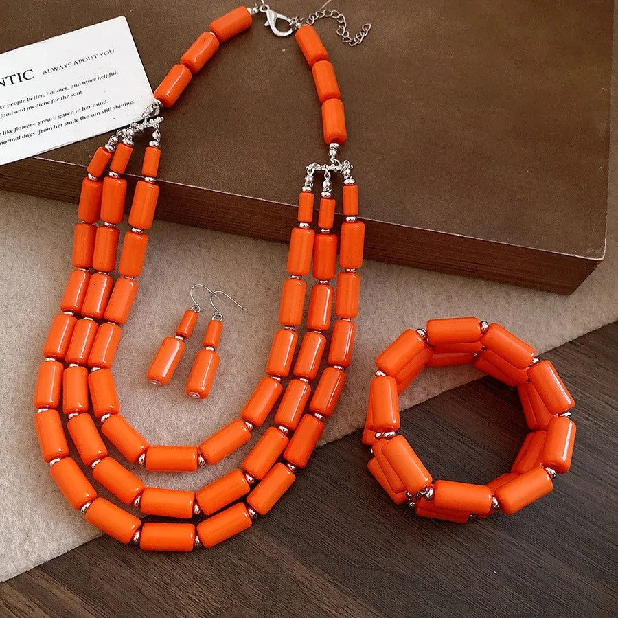 Colorful Tube Bead Jewelry Set
