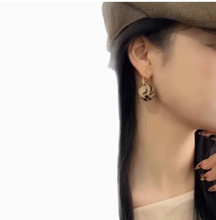 Leopard Print Round Earrings