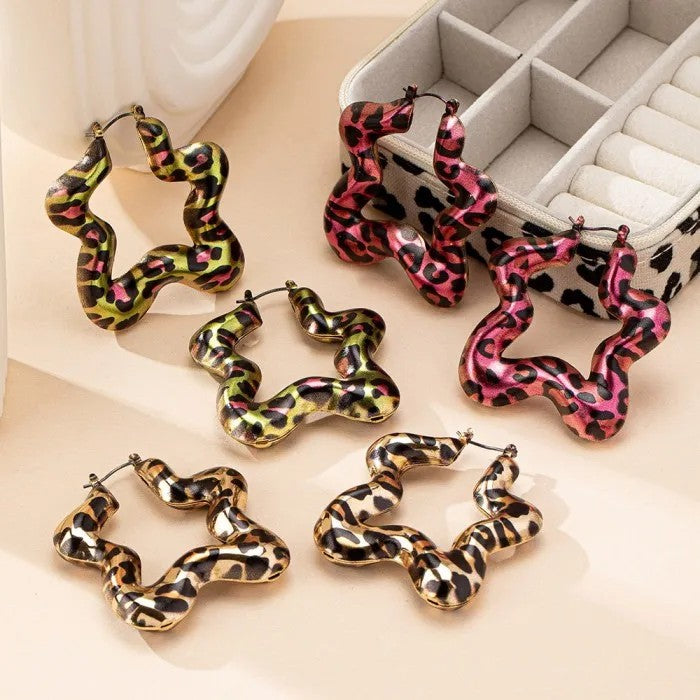Leopard Star Drop Earrings