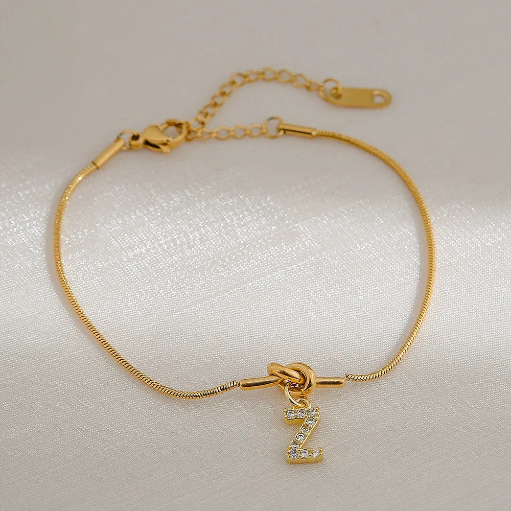 Crystal Initial Knot Bracelet