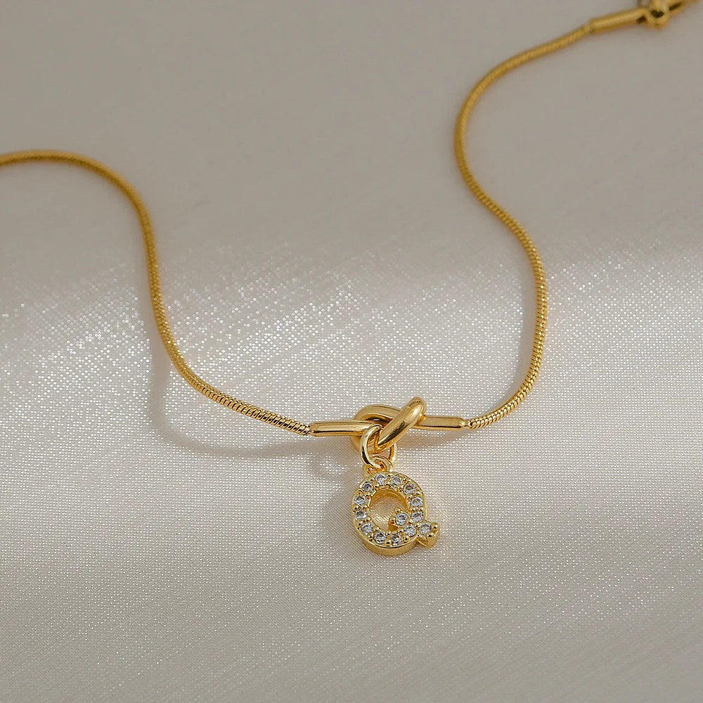 Crystal Initial Knot Bracelet