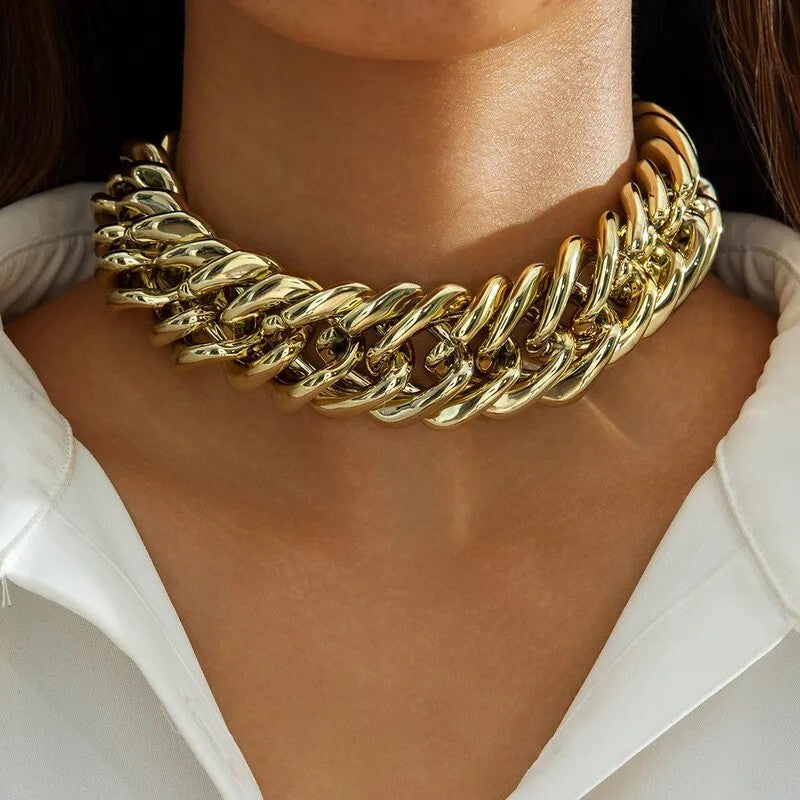 Multi-Row Link Choker Necklace