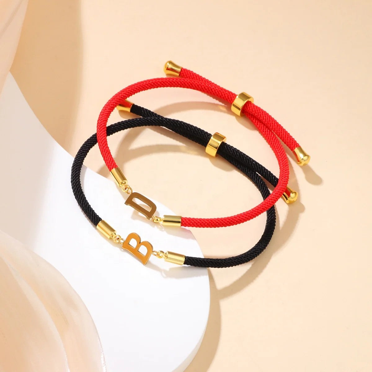 Red Woven Initial Letter Bracelet