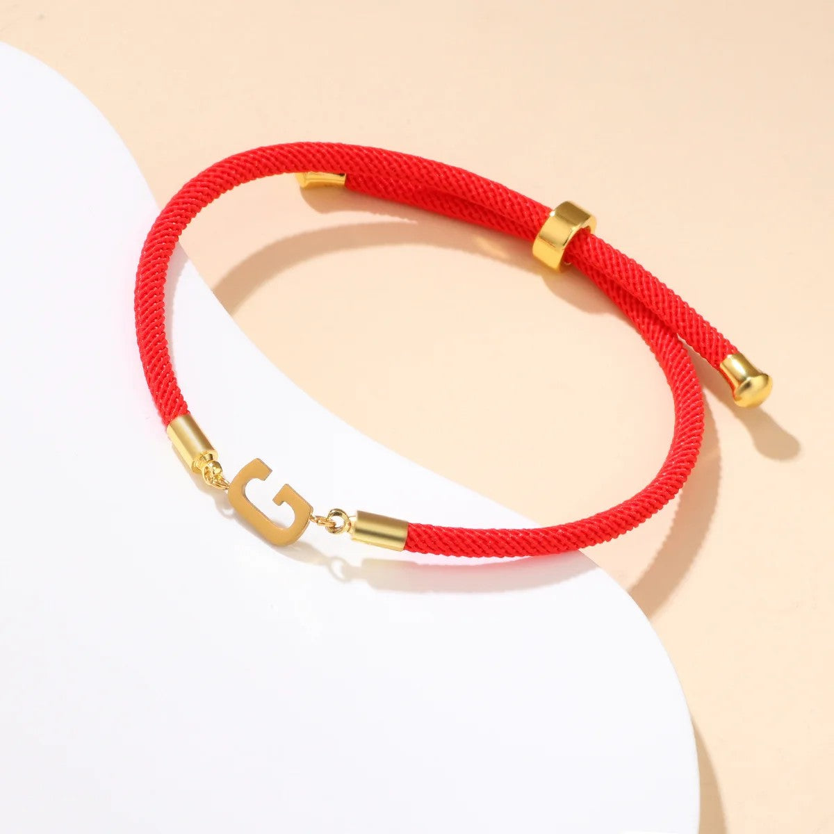Red Woven Initial Letter Bracelet