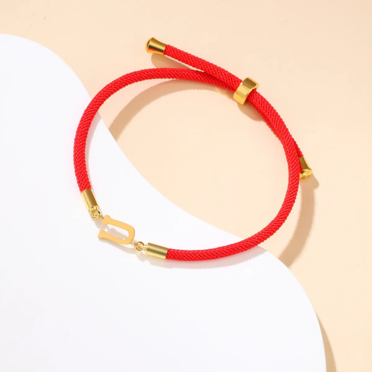 Red Woven Initial Letter Bracelet