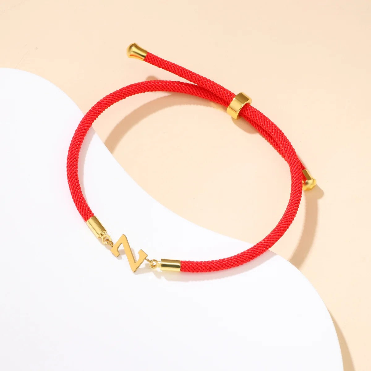 Red Woven Initial Letter Bracelet