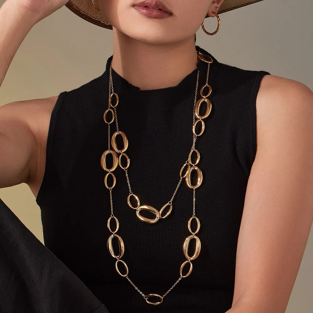 Geometric Oval Link Necklace
