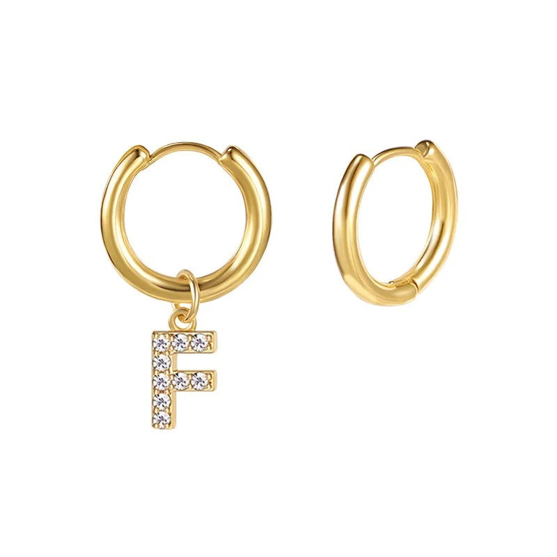 Zircon Initial Hoop Earring