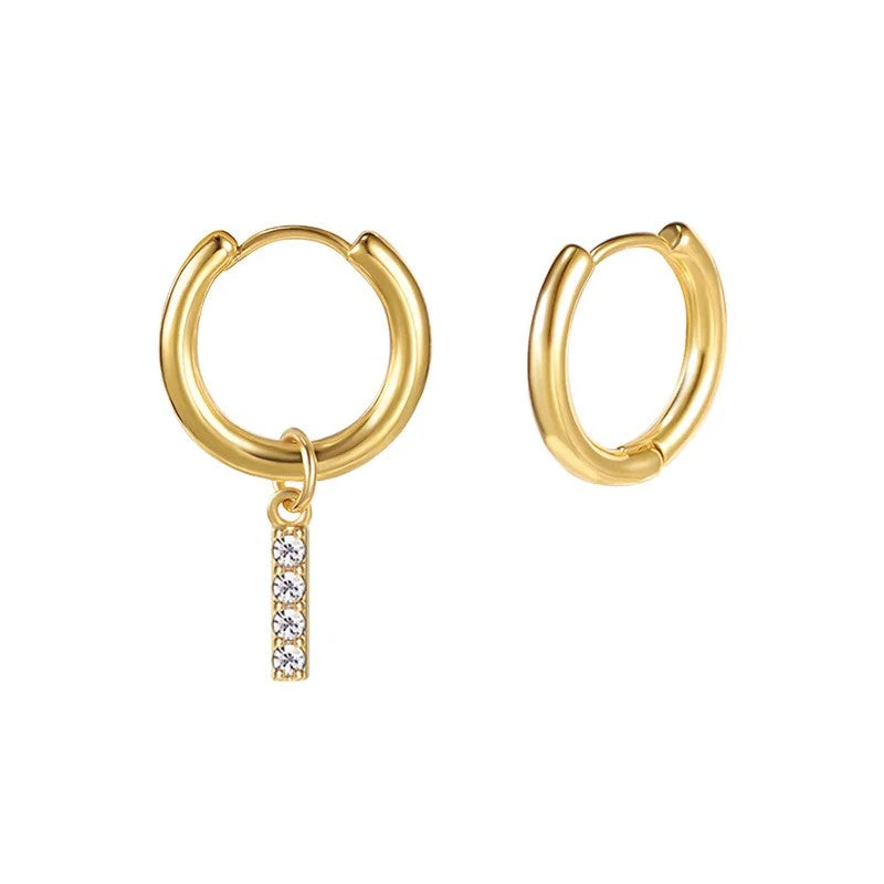 Zircon Initial Hoop Earring