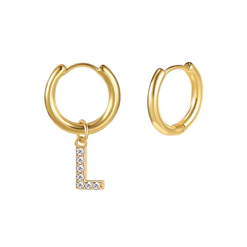 Zircon Initial Hoop Earring