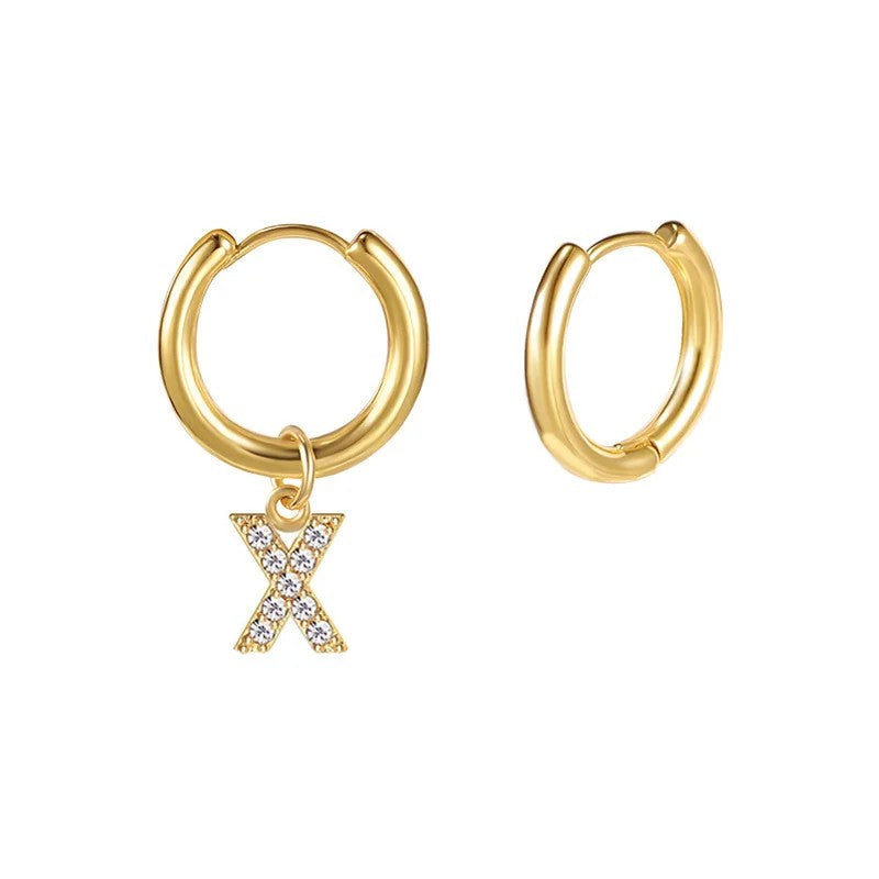 Zircon Initial Hoop Earring