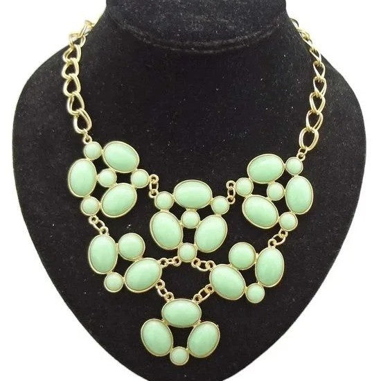 Oval Cabochon Bib Statement Necklace