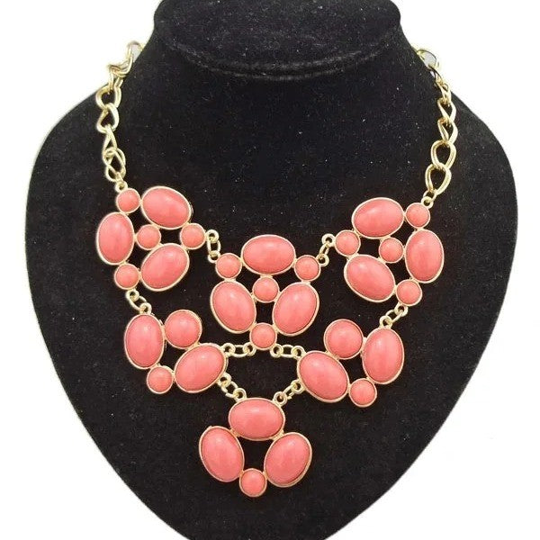 Oval Cabochon Bib Statement Necklace