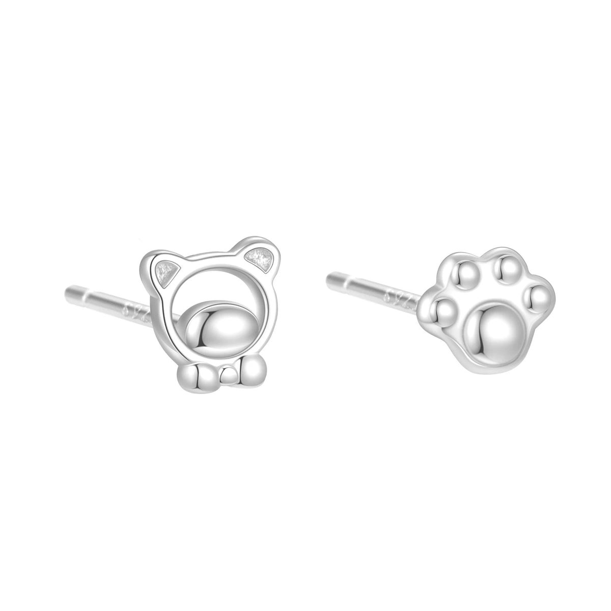 Bear & Paw Stud Earrings