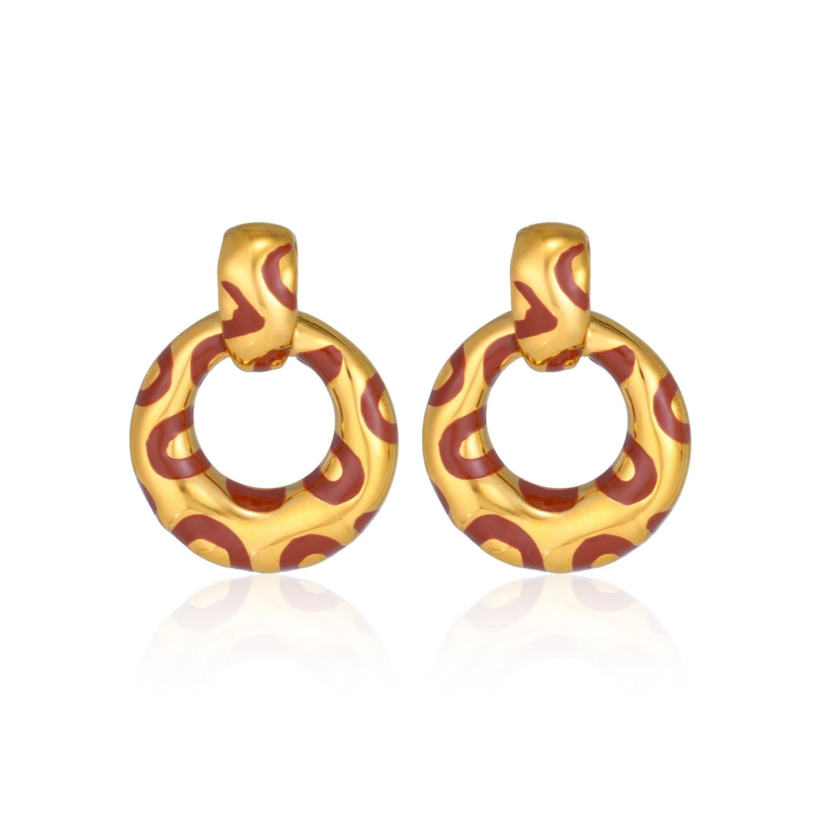 Leopard Print Interlocking Hoop Earrings