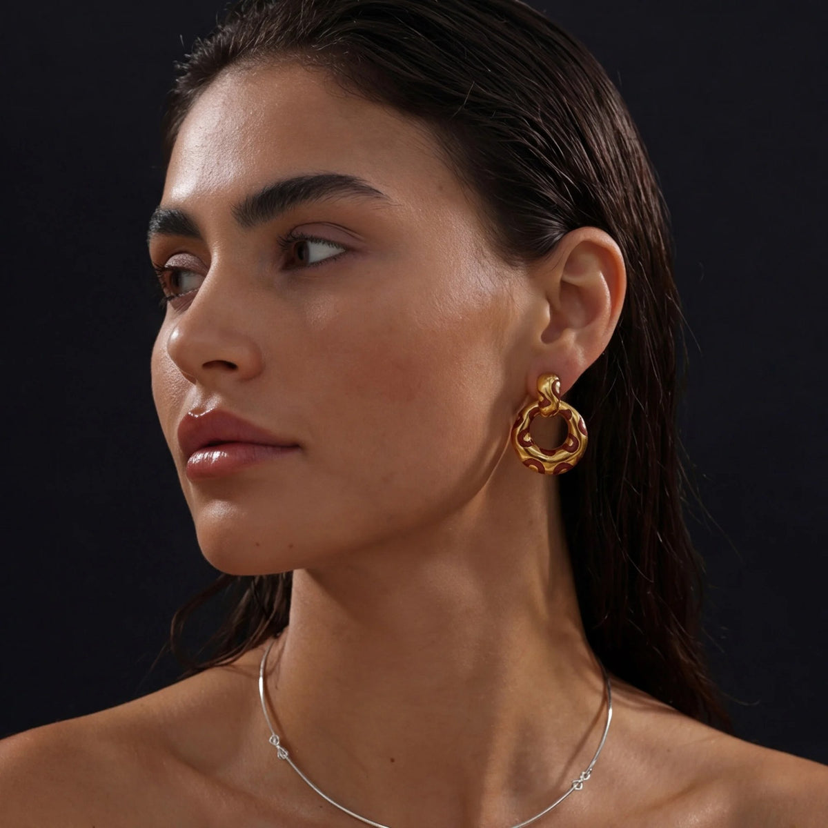 Leopard Print Interlocking Hoop Earrings