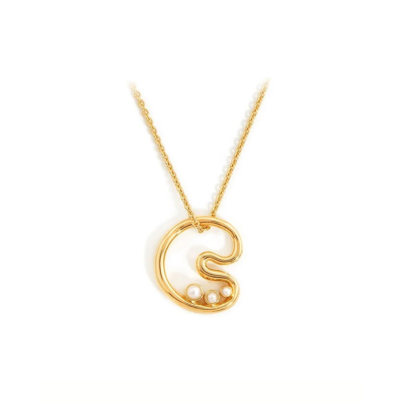 Pearl Initial Heart Necklace