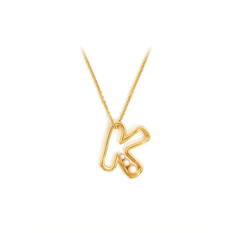Pearl Initial Heart Necklace