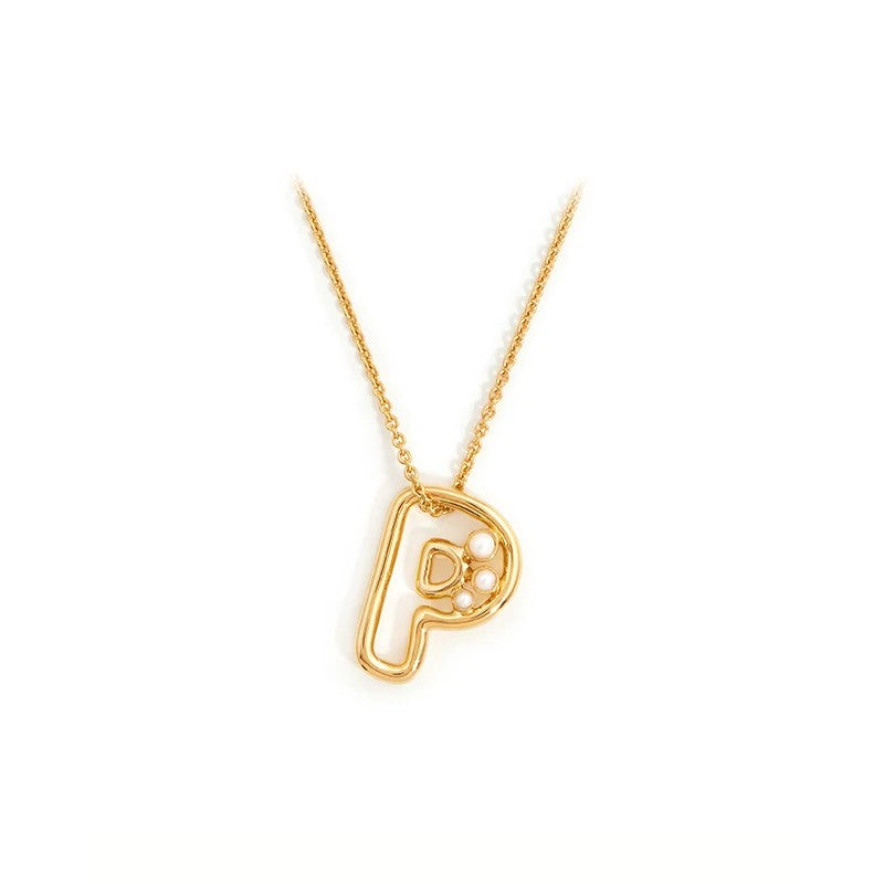 Pearl Initial Heart Necklace