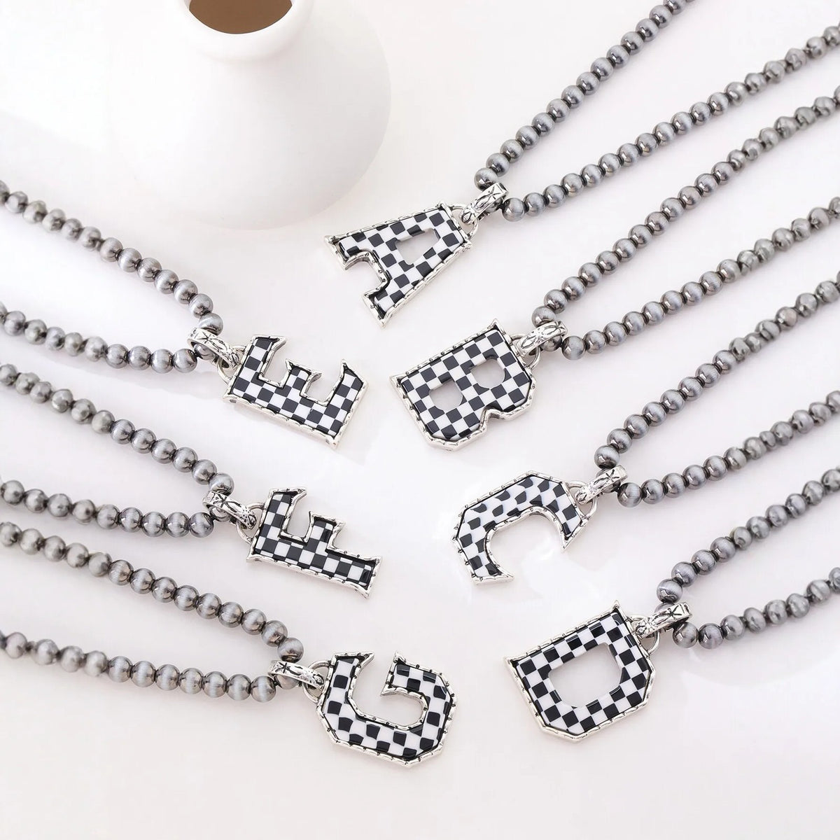 Checkerboard Letter Necklace