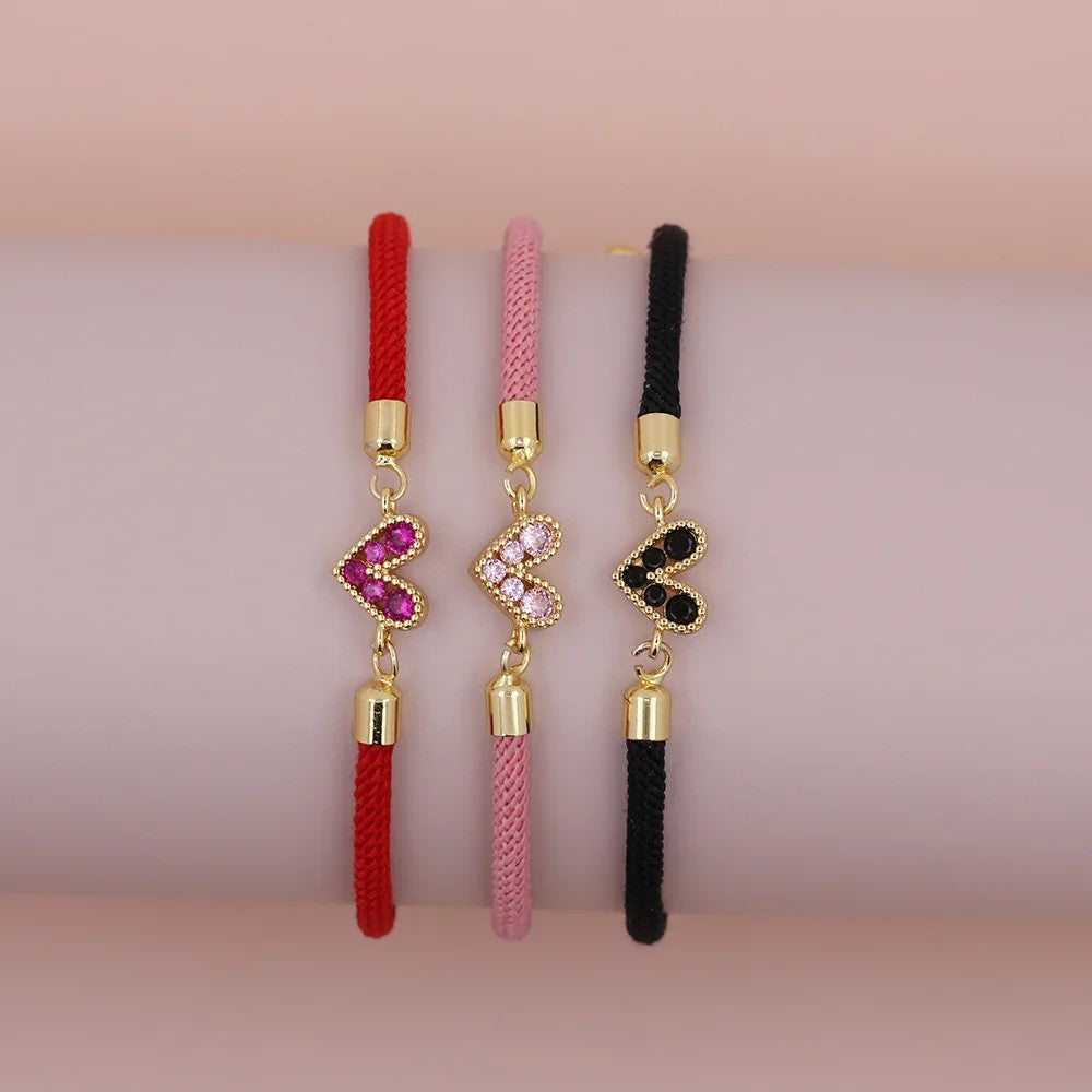 Zircon Heart Thread Bracelet