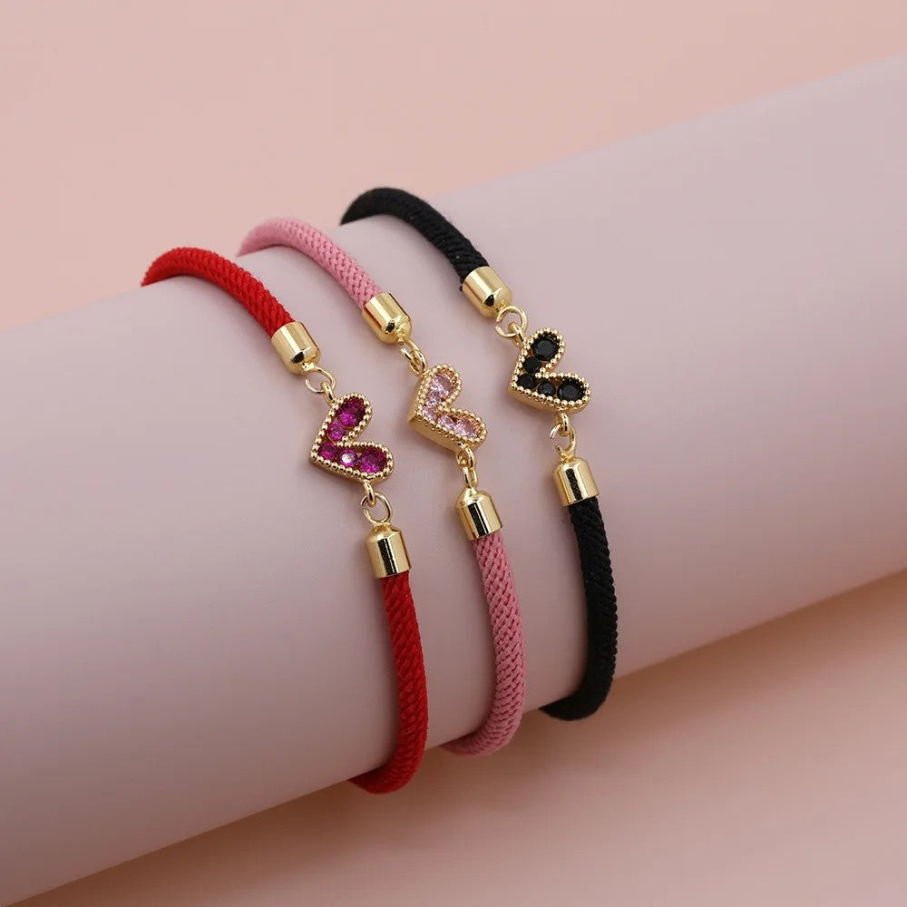 Zircon Heart Thread Bracelet