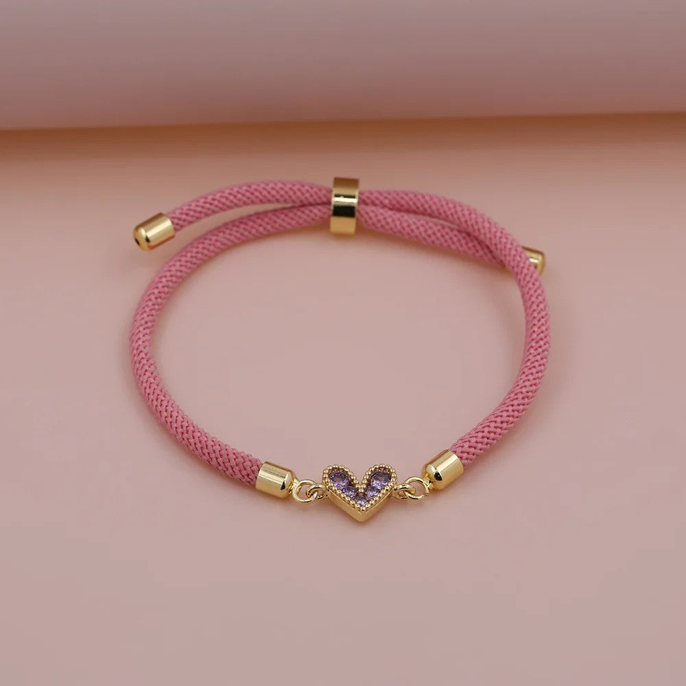 Zircon Heart Thread Bracelet