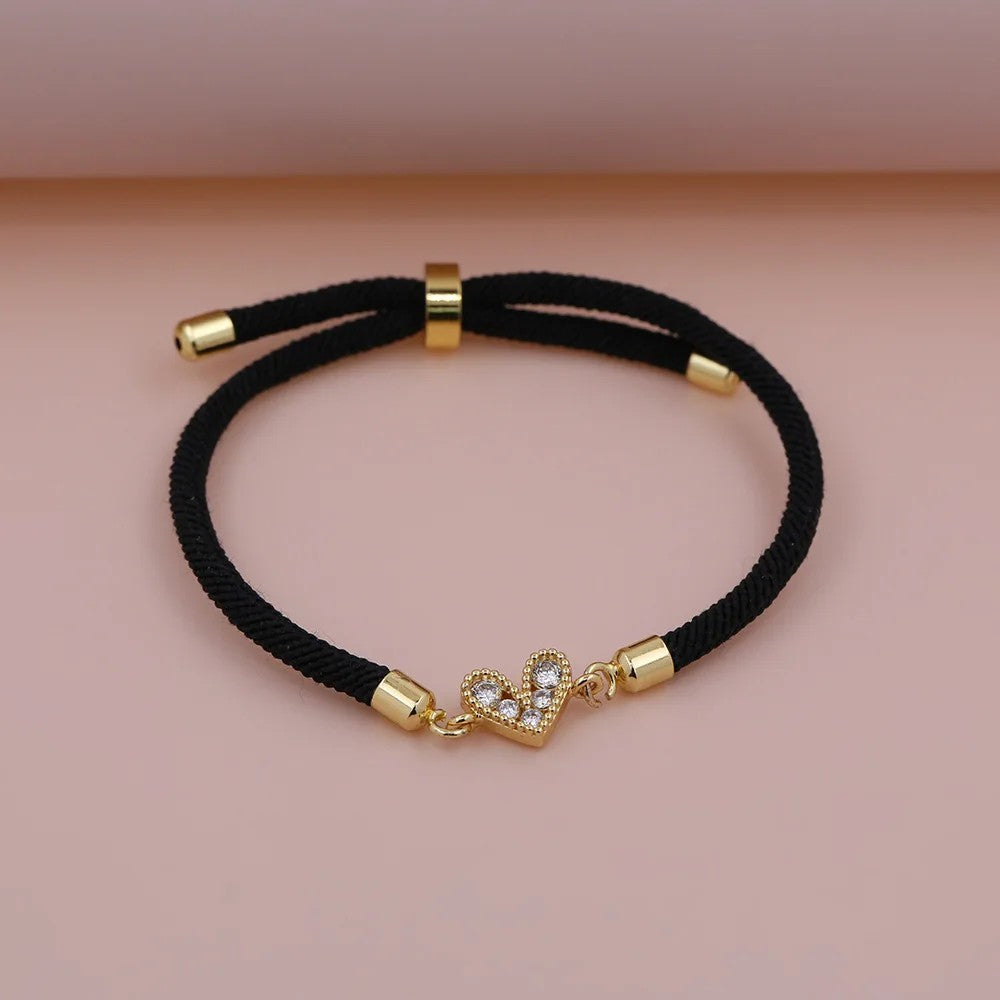 Zircon Heart Thread Bracelet