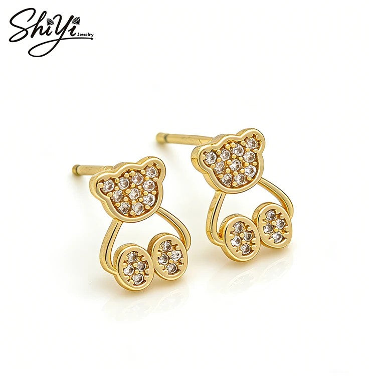 Crystal Bear Drop Earrings