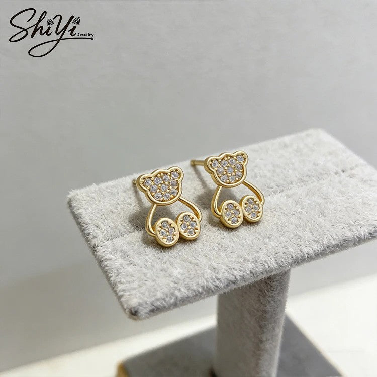 Crystal Bear Drop Earrings