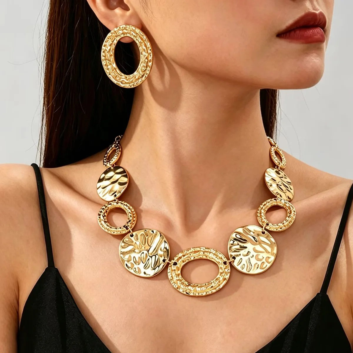 Textured Geometric Circle Jewelry Set