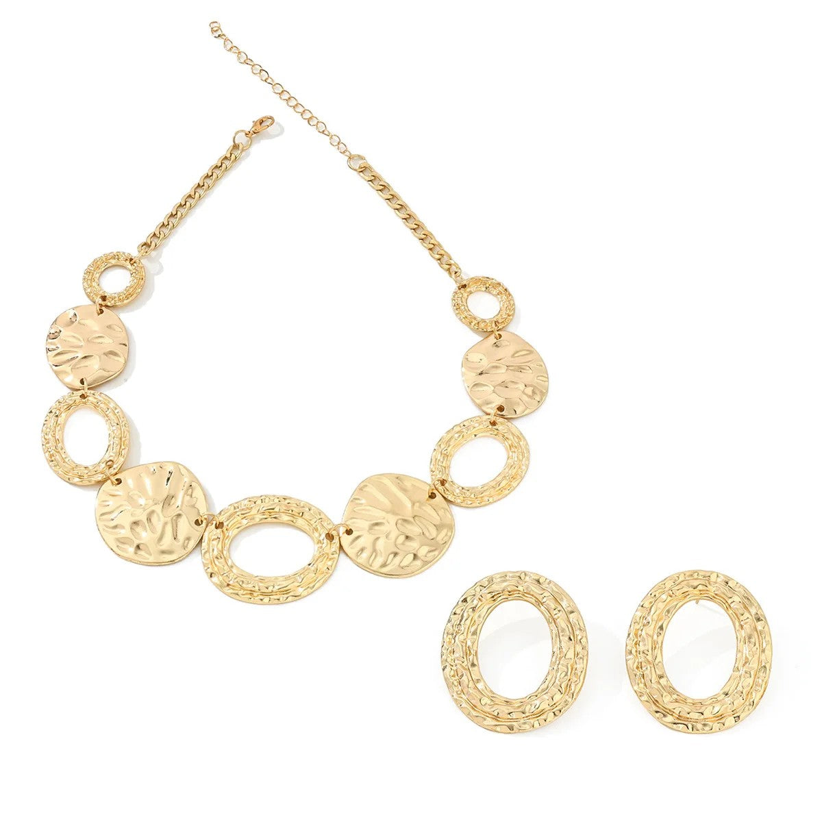 Textured Geometric Circle Jewelry Set