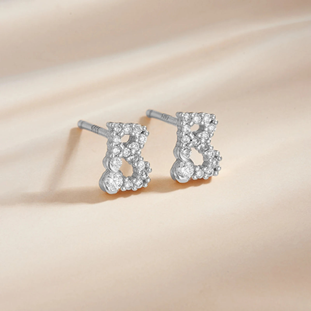 Rose Gold Crystal Initial Letter Stud Earrings