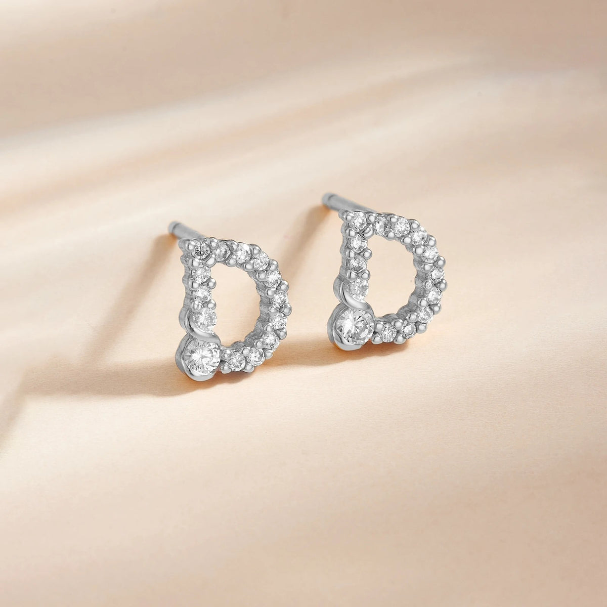 Rose Gold Crystal Initial Letter Stud Earrings