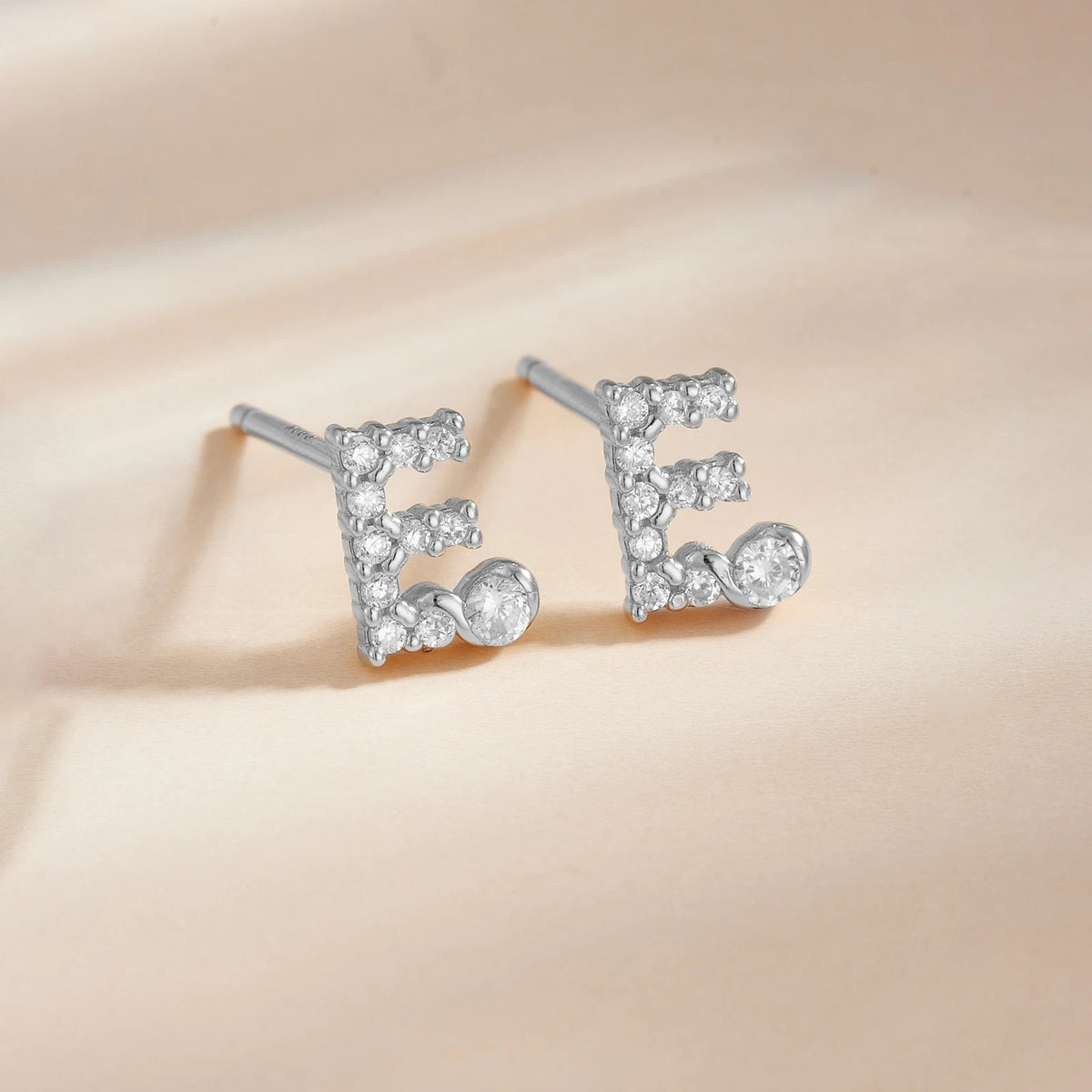Rose Gold Crystal Initial Letter Stud Earrings