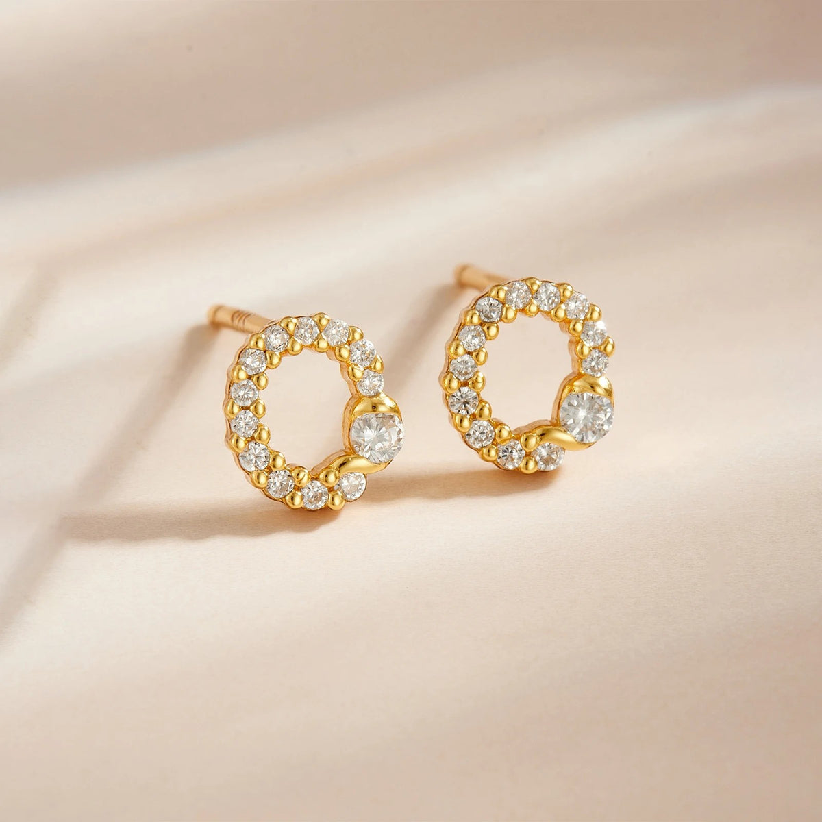 Rose Gold Crystal Initial Letter Stud Earrings