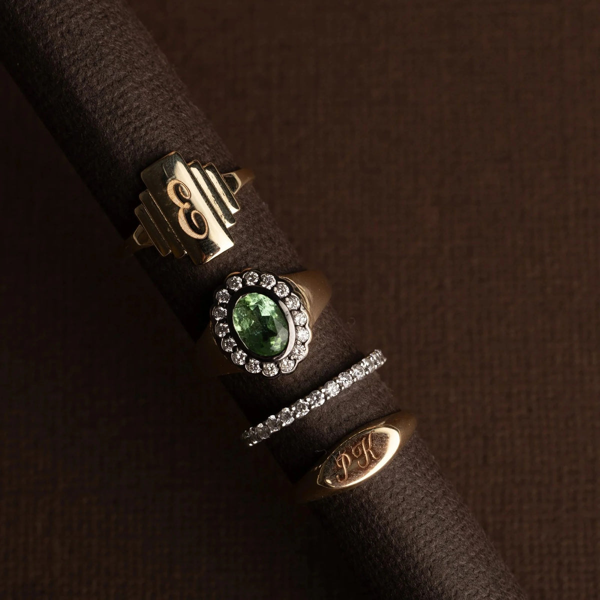 Stepped Initial Signet Ring