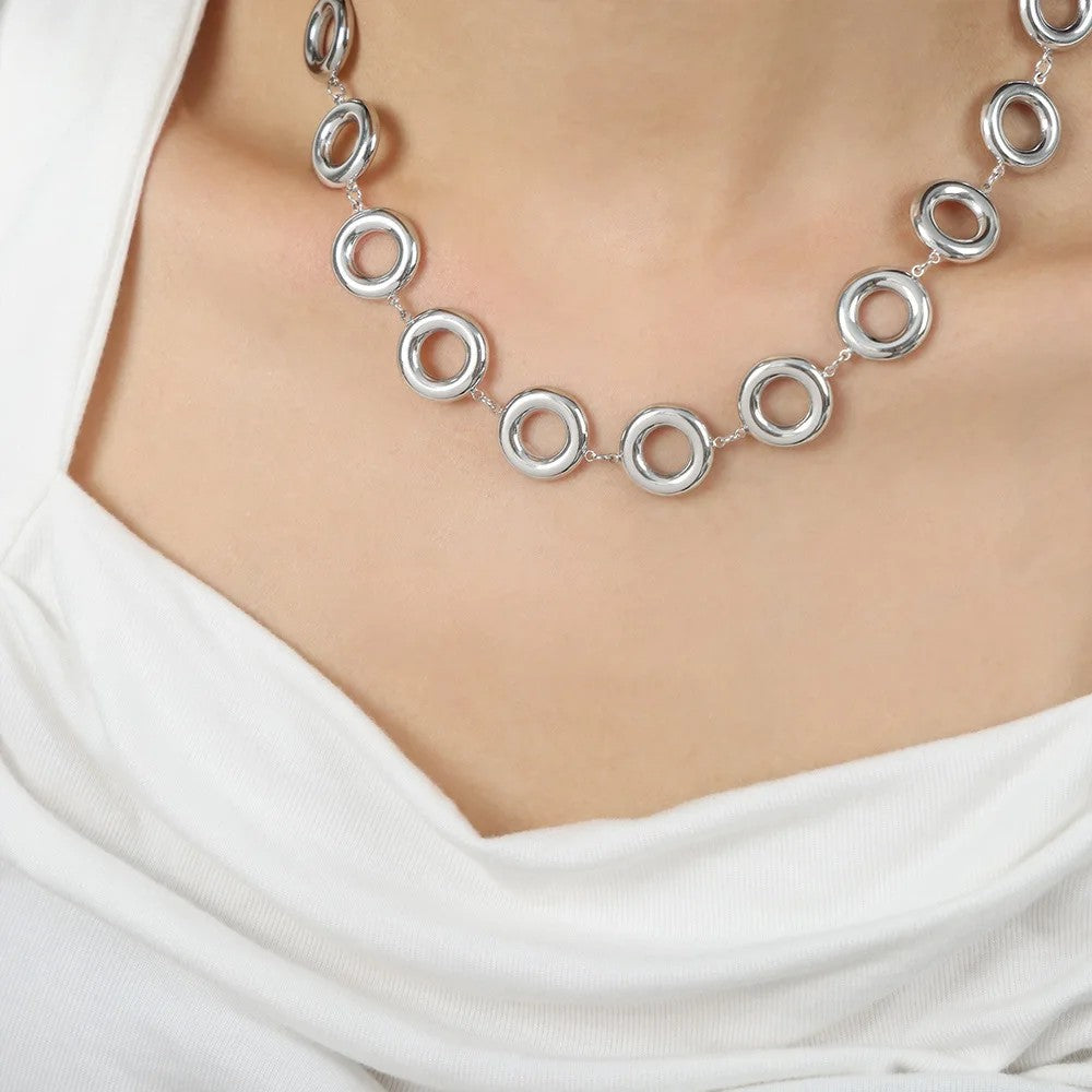 Open Circle Link Necklace Set