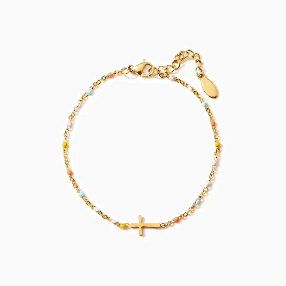 Enamel Cross Chain Bracelet