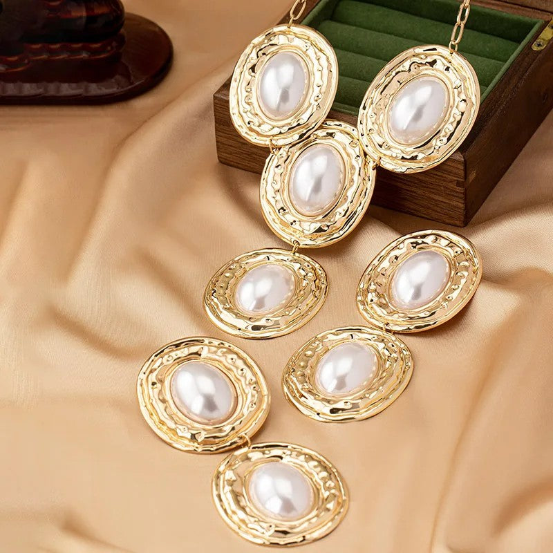 Oval Pearl Statement Jewelry Set