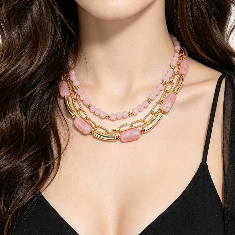 Green Stone Layered Necklace