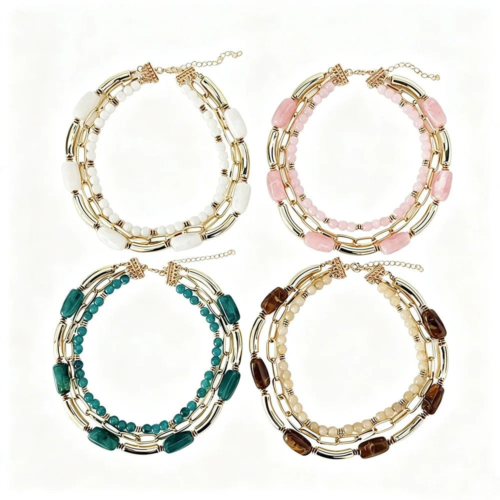 Green Stone Layered Necklace