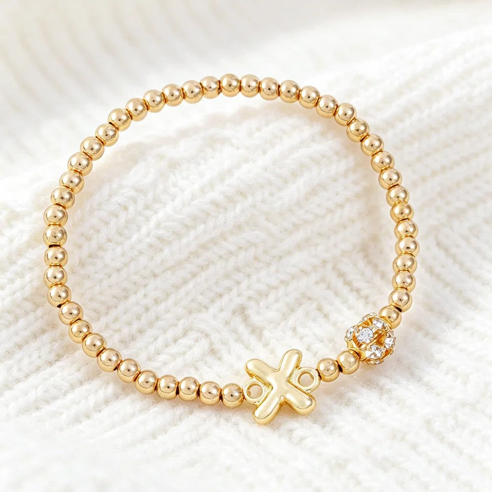Crystal Initial Beaded Bracelet