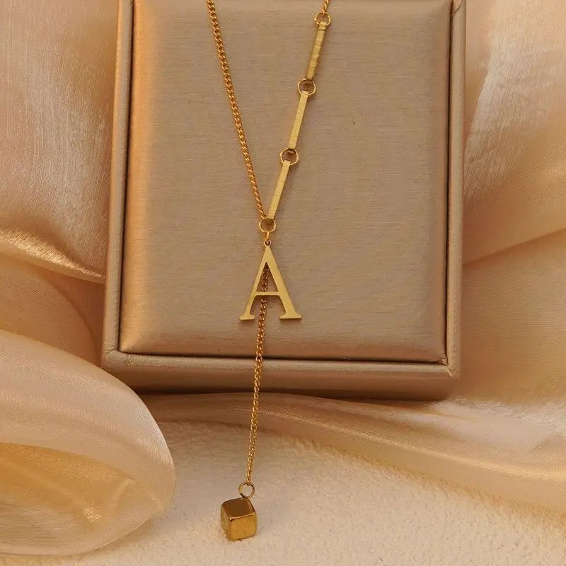 Geometric Initial Letter Necklace