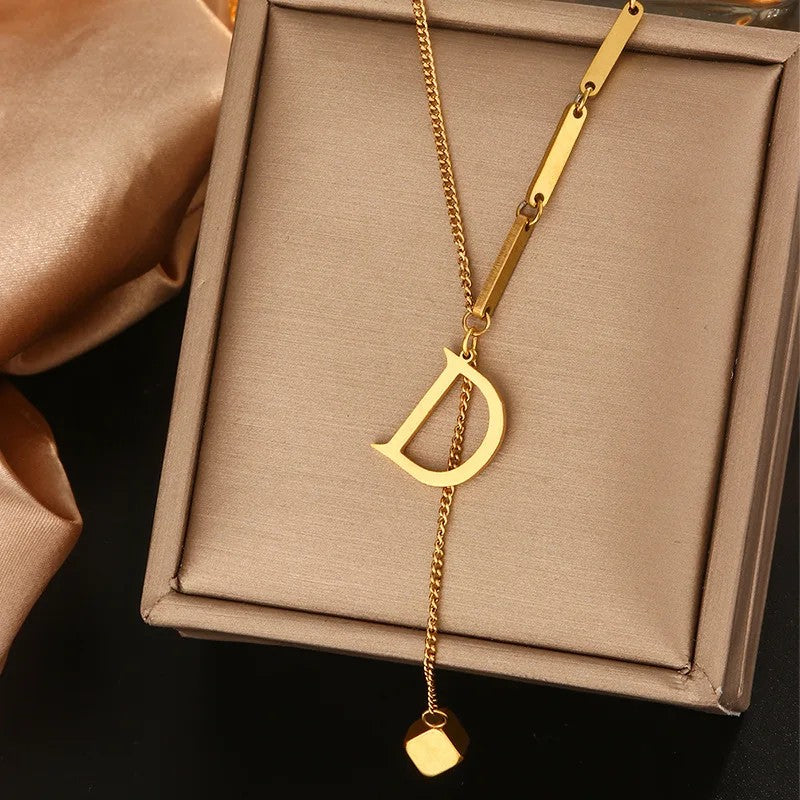 Geometric Initial Letter Necklace